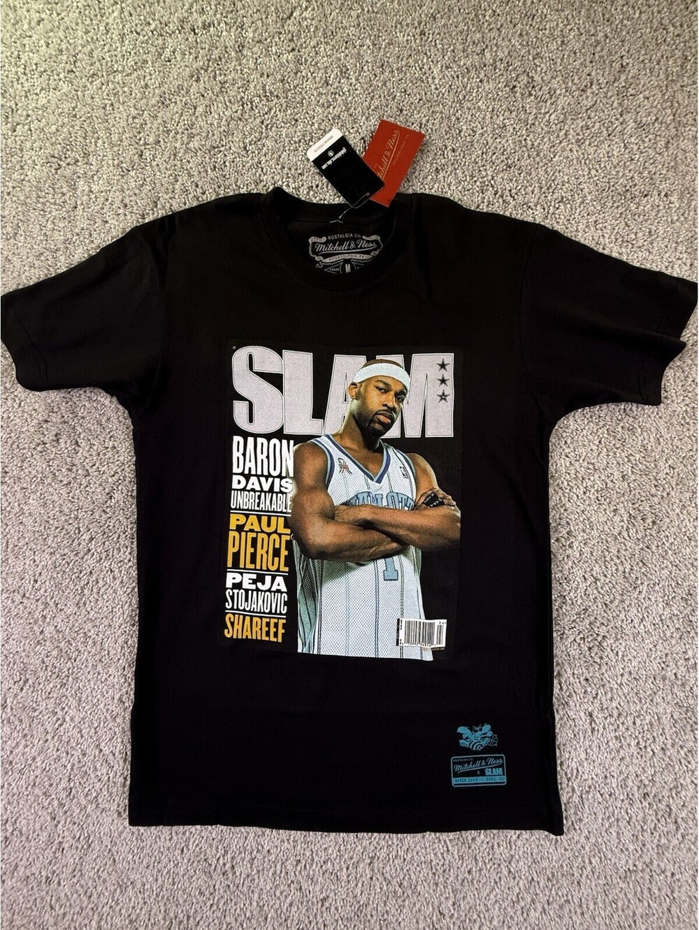 NWT Mitchell & Ness T Shirt Mens M Black Slam Magazine Baron Davis